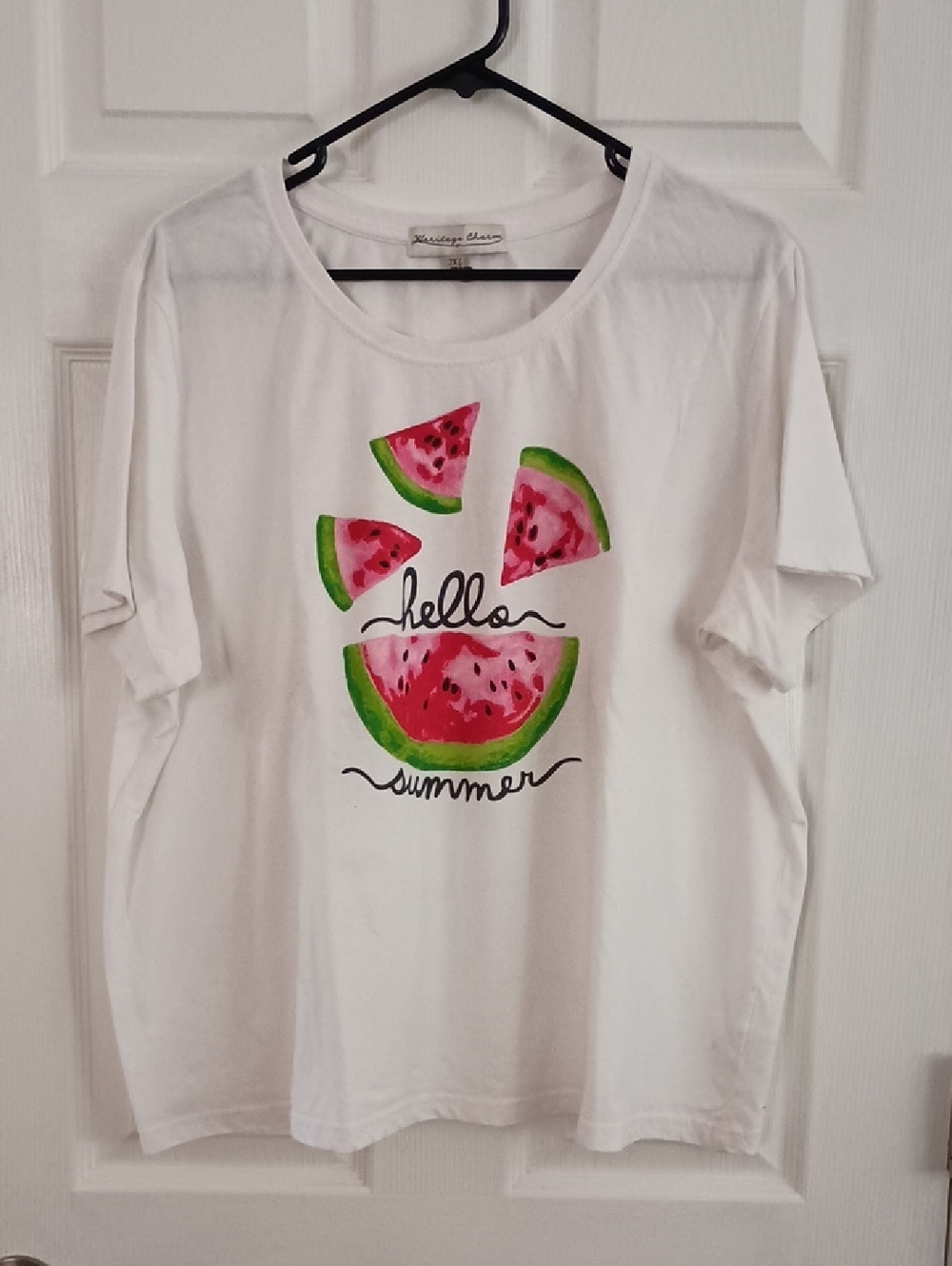 Heritage Charm Watermelon 2XL "HelloSummer" Graphic T-Shirt (b100)